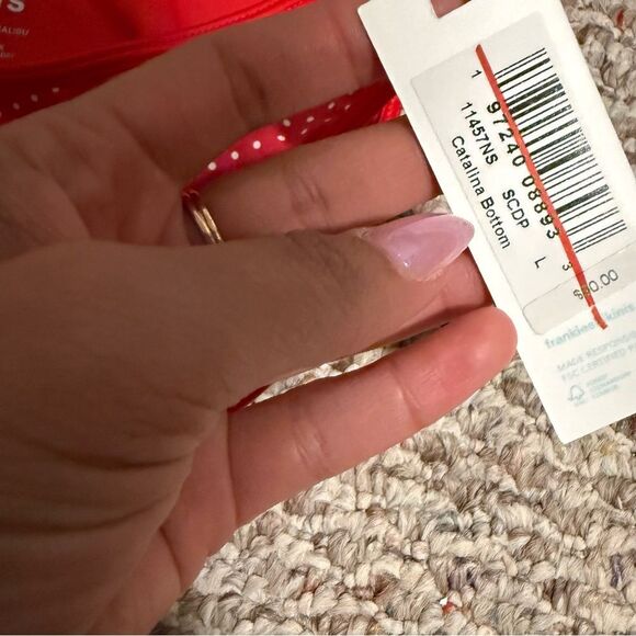 NWT Frankie’s Bikinis Dove Catalina Bikini Bottom in Scarlet Red Dot- Size Large - Picture 7 of 8